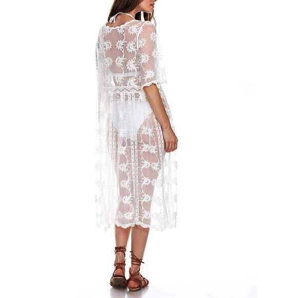 NWT Gorgeous LA MODA Sheer Lace Crochet Sexy Cover-up - Picture 4 of 6